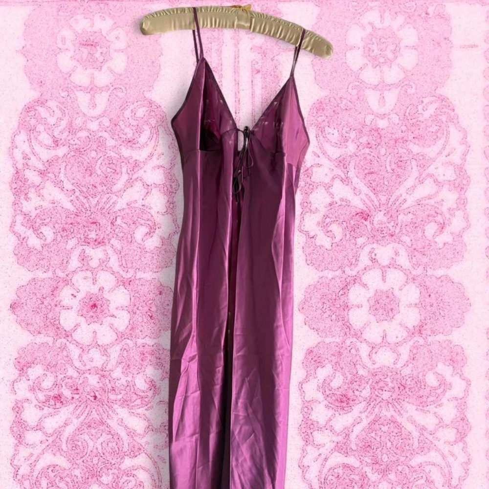 Y2K Fredericks Of Hollywood purple open tie slip dress